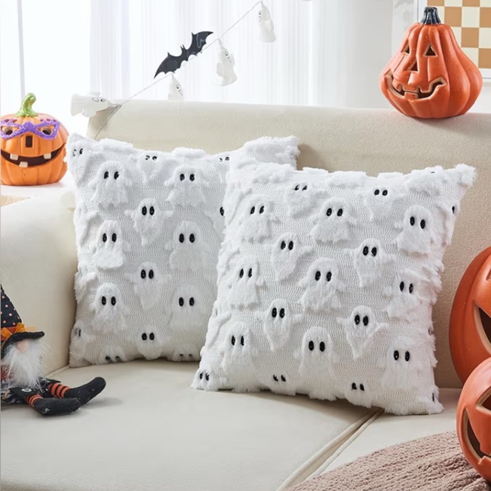 White Ghost Pillow covers 2 pk NWOT